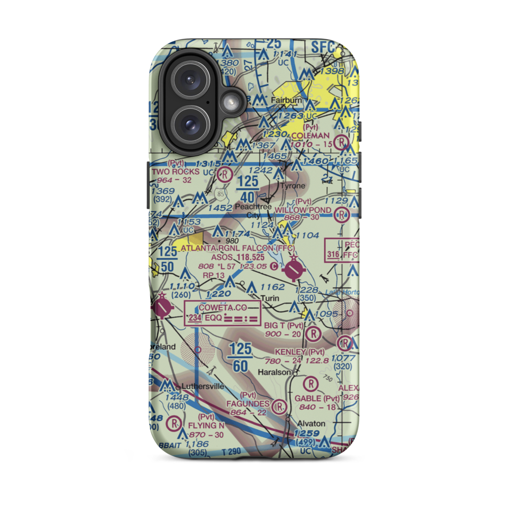 Rolling Meadows Airfield (29GA) VFR Sectional  Tough iPhone Case iPhone 16 Plus model shown