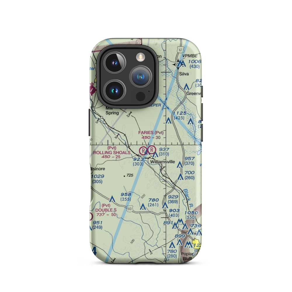 Rolling Shoals Farm Airport (MO73) VFR Sectional  Tough iPhone Case iPhone 16 Pro model shown
