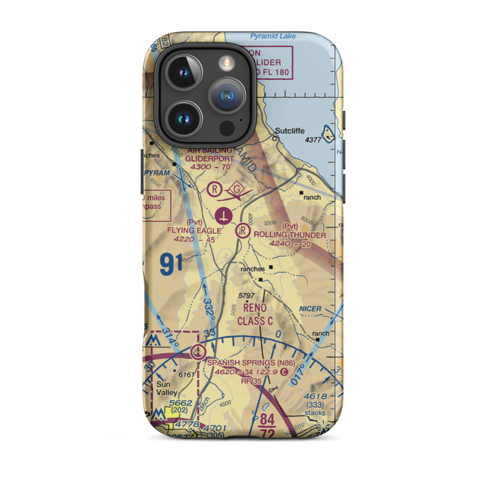 Rolling Thunder Airport (NV96) VFR Sectional  Tough iPhone Case iPhone 16 Pro Max model shown