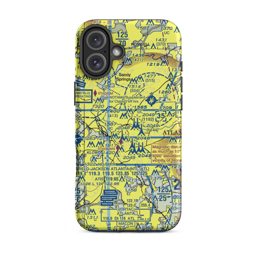 Rollins Airport (GA53) VFR Sectional  Tough iPhone Case iPhone 16 Plus model shown