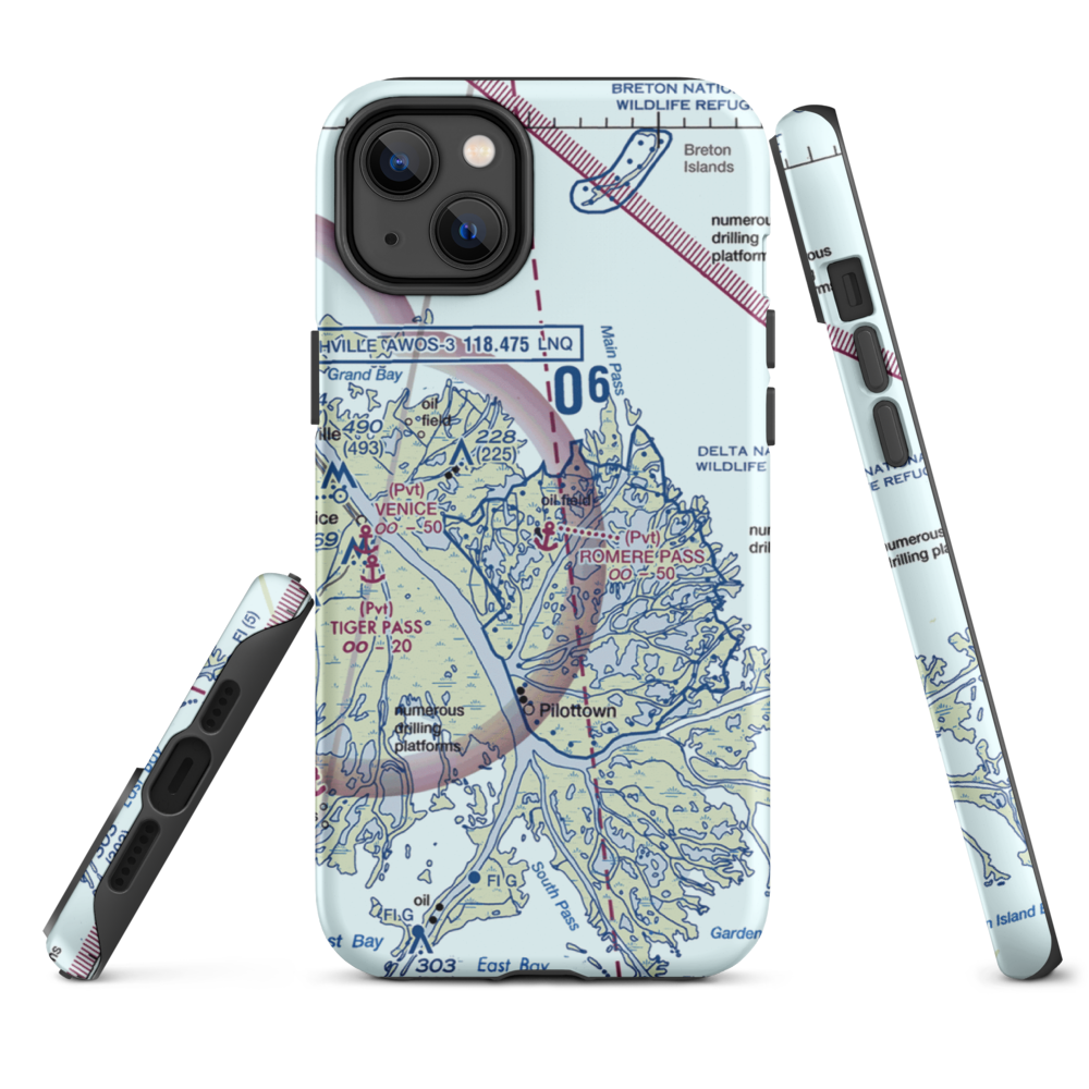 Romere Pass Seaplane Base (7LA7) VFR Sectional  Tough iPhone Case iPhone 14 Plus model shown