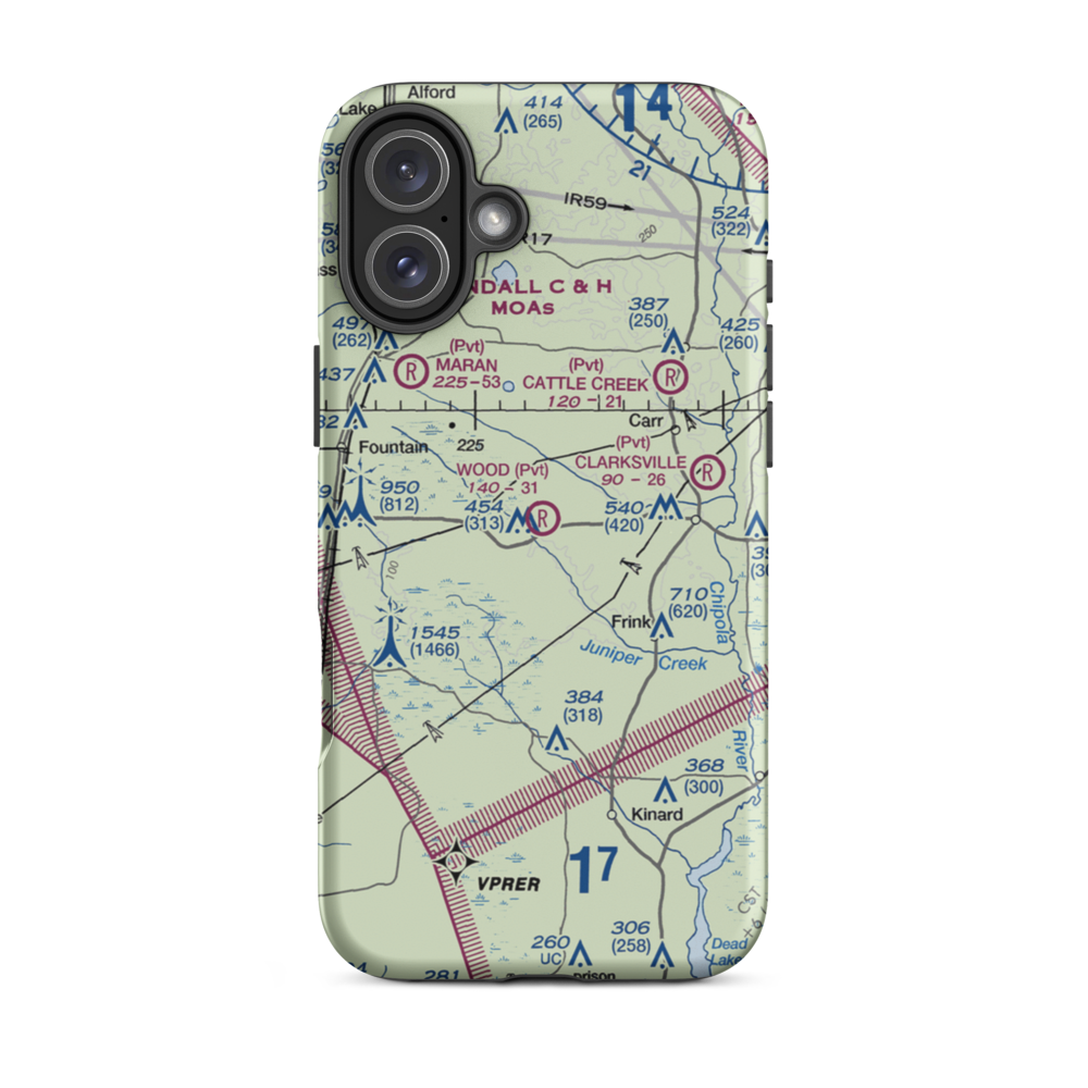 Ron Wood Airport (5FD1) VFR Sectional  Tough iPhone Case iPhone 16 Plus model shown