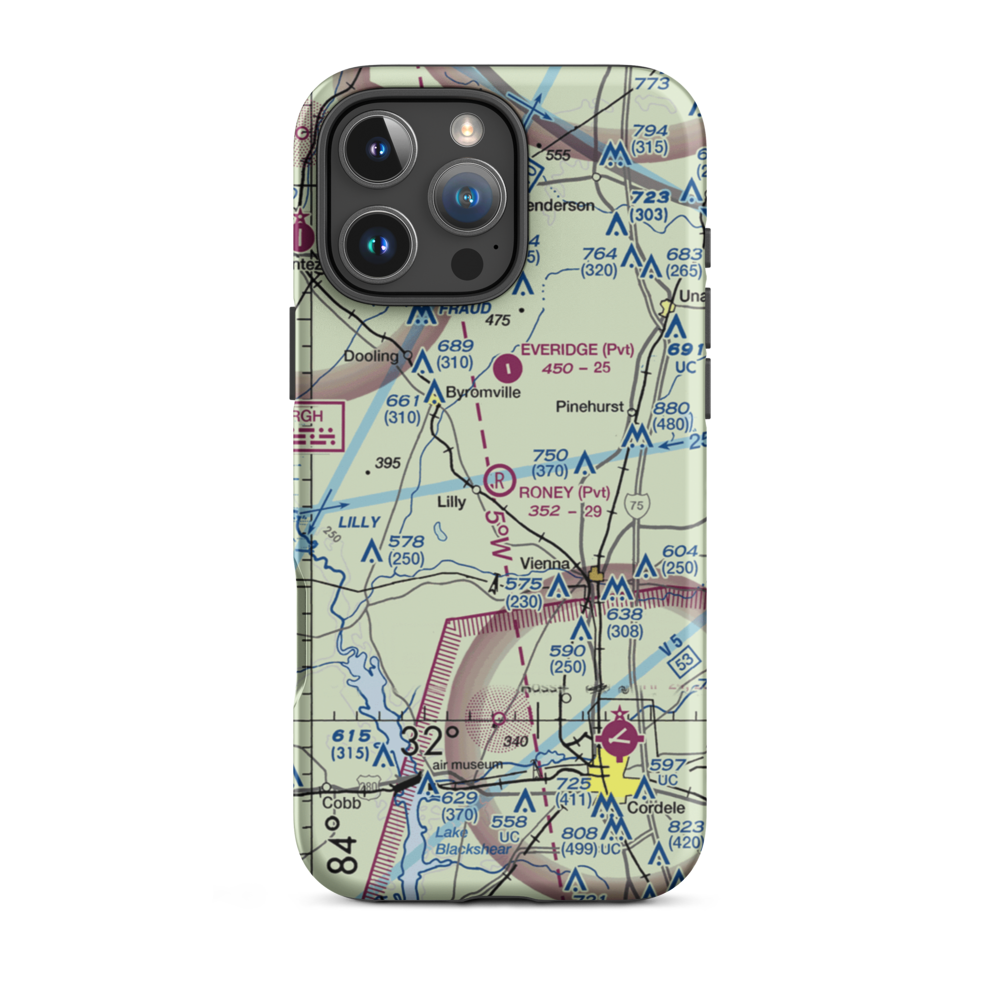 Roney Farms Airport (5GA6) VFR Sectional  Tough iPhone Case iPhone 16 Pro Max model shown