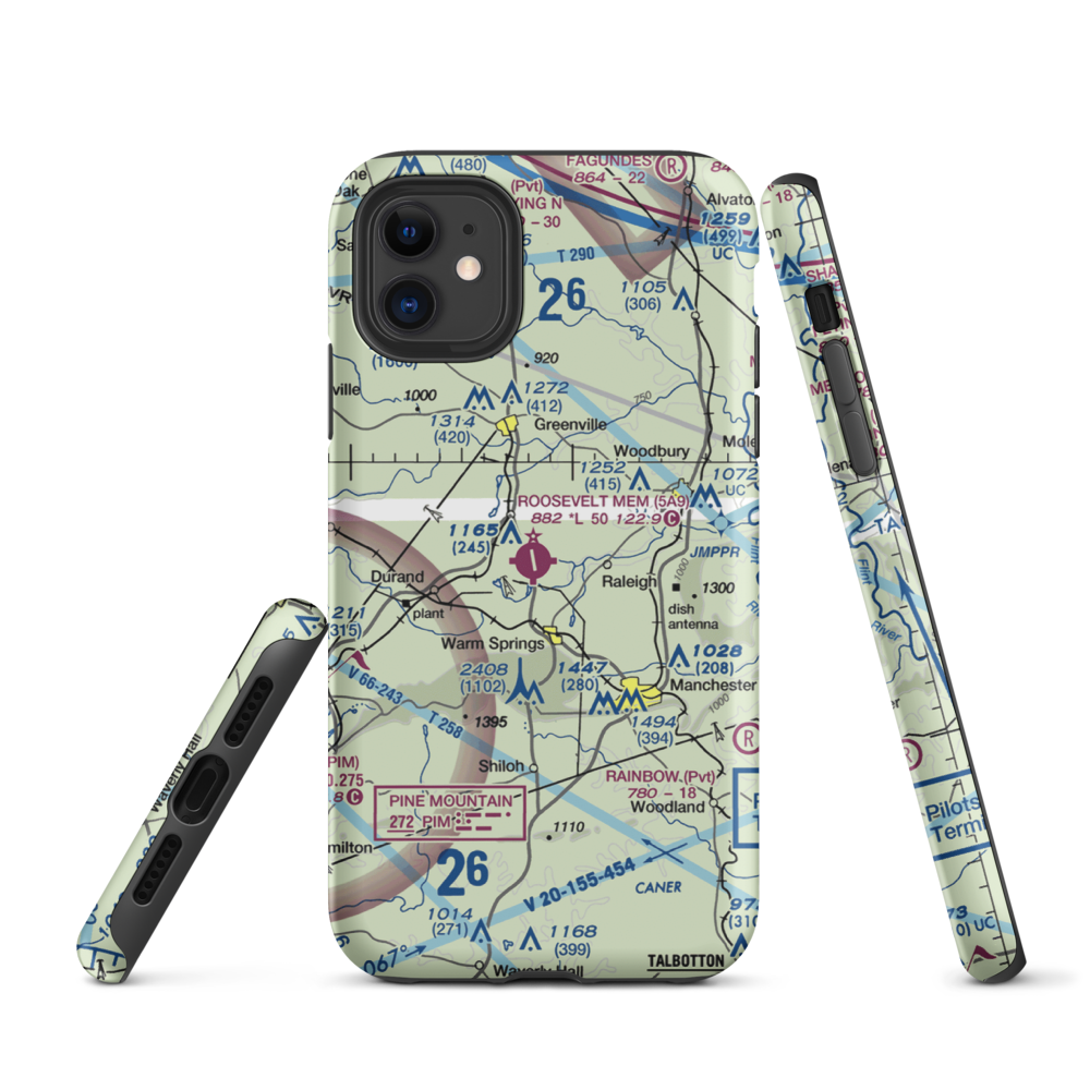 Roosevelt Memorial Airport (5A9) VFR Sectional  Tough iPhone Case iPhone 11 model shown