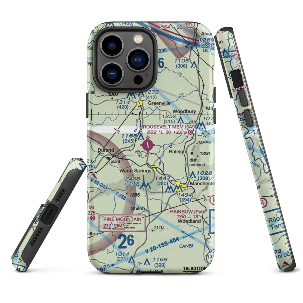 Roosevelt Memorial Airport (5A9) VFR Sectional  Tough iPhone Case iPhone 13 Pro Max model shown