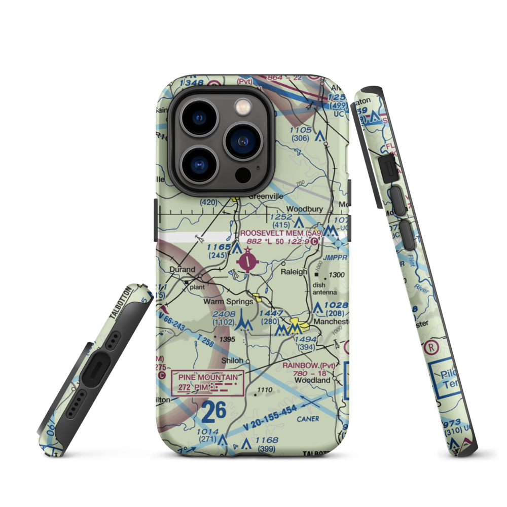 Roosevelt Memorial Airport (5A9) VFR Sectional  Tough iPhone Case iPhone 14 Pro model shown