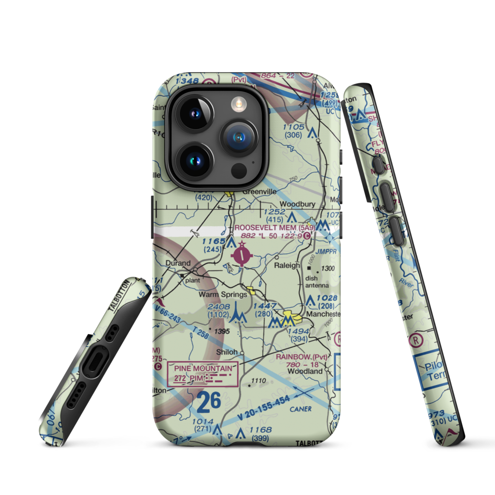 Roosevelt Memorial Airport (5A9) VFR Sectional  Tough iPhone Case iPhone 15 Pro model shown