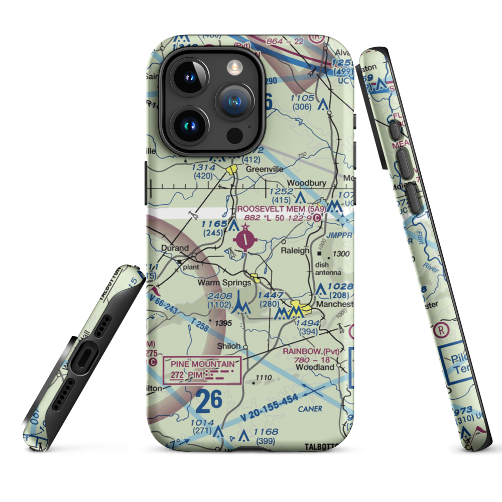 Roosevelt Memorial Airport (5A9) VFR Sectional  Tough iPhone Case iPhone 15 Pro Max model shown