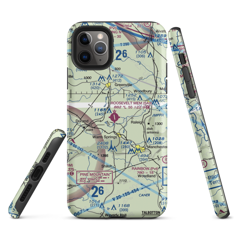 Roosevelt Memorial Airport (5A9) VFR Sectional  Tough iPhone Case iPhone 11 Pro Max model shown