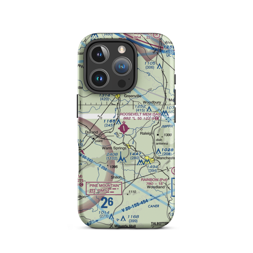 Roosevelt Memorial Airport (5A9) VFR Sectional  Tough iPhone Case iPhone 16 Pro model shown