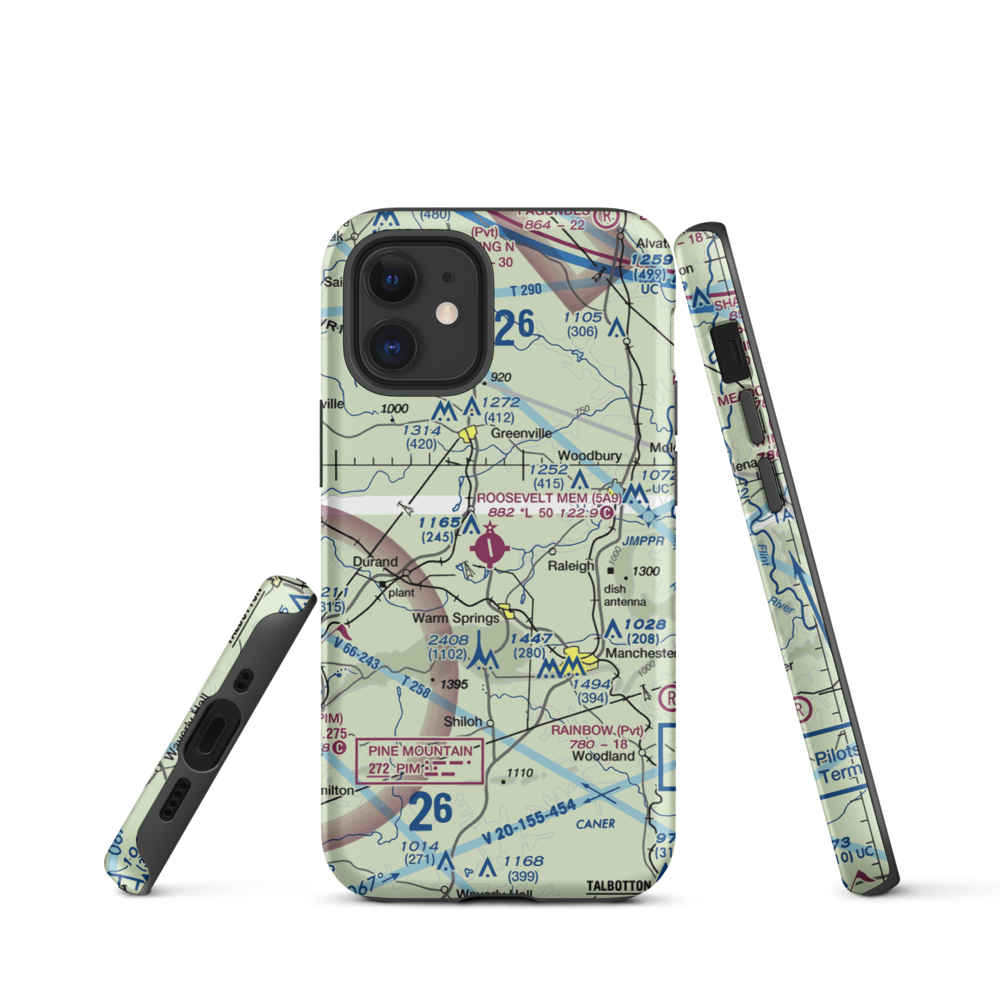 Roosevelt Memorial Airport (5A9) VFR Sectional  Tough iPhone Case iPhone 12 mini model shown