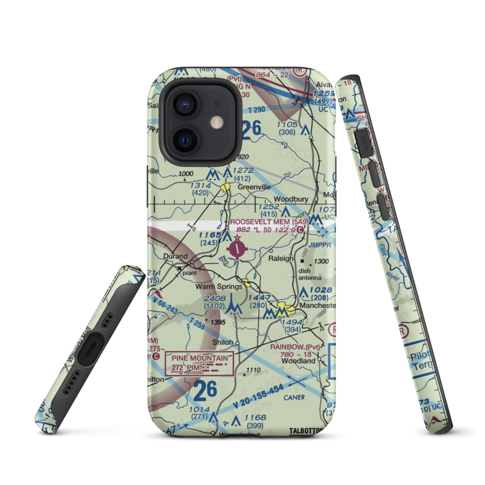 Roosevelt Memorial Airport (5A9) VFR Sectional  Tough iPhone Case iPhone 12 model shown