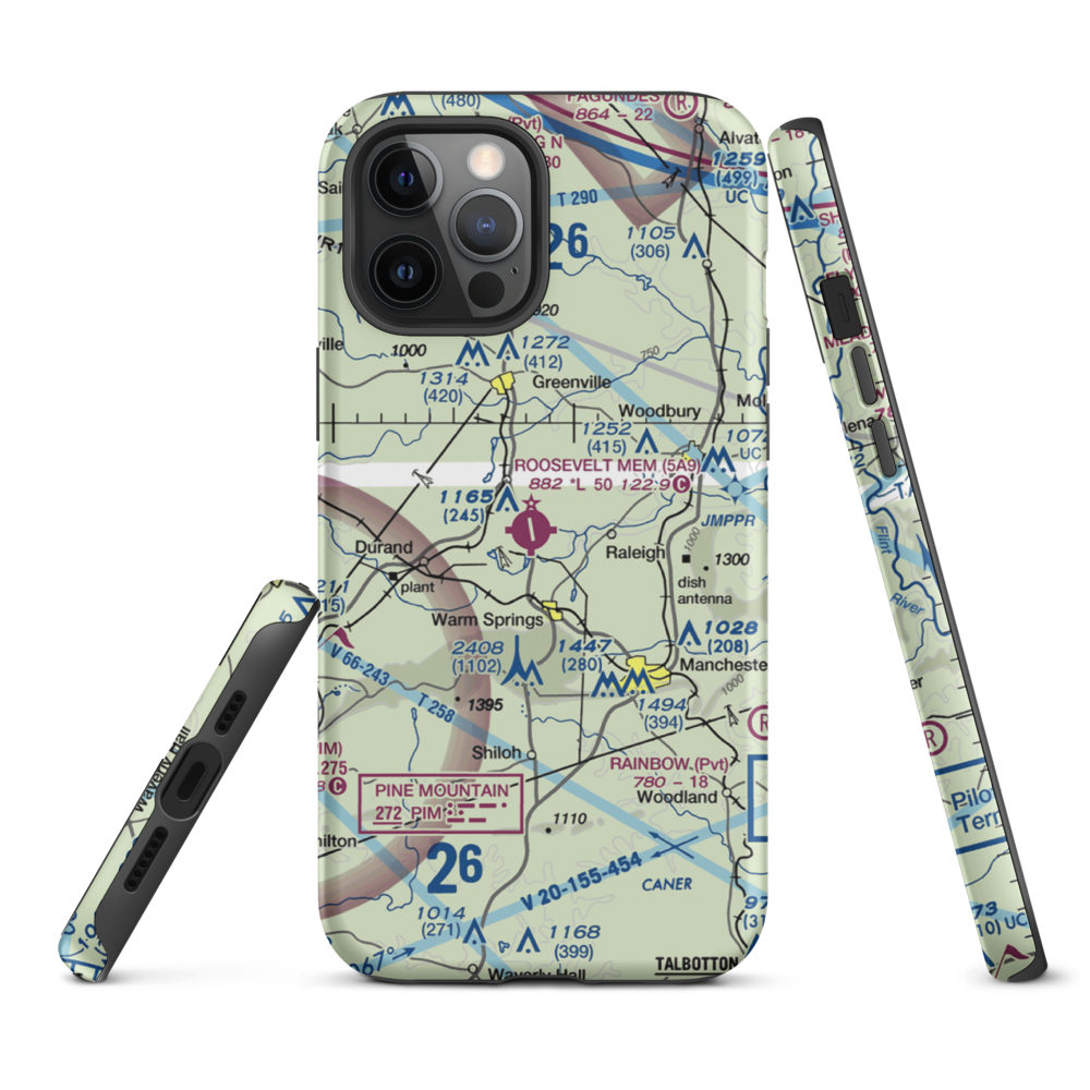 Roosevelt Memorial Airport (5A9) VFR Sectional  Tough iPhone Case iPhone 12 Pro Max model shown