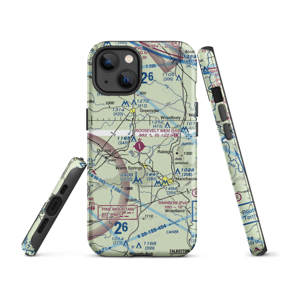 Roosevelt Memorial Airport (5A9) VFR Sectional  Tough iPhone Case iPhone 13 model shown