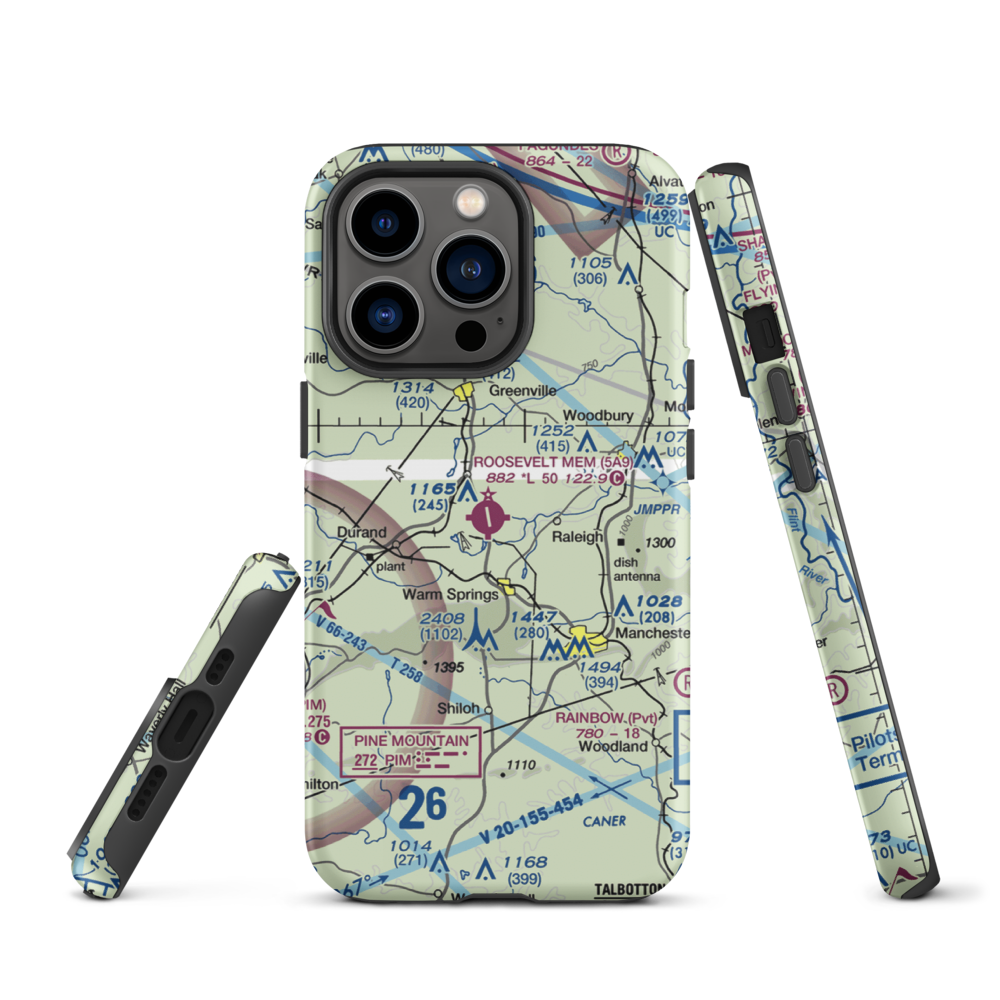Roosevelt Memorial Airport (5A9) VFR Sectional  Tough iPhone Case iPhone 13 Pro model shown