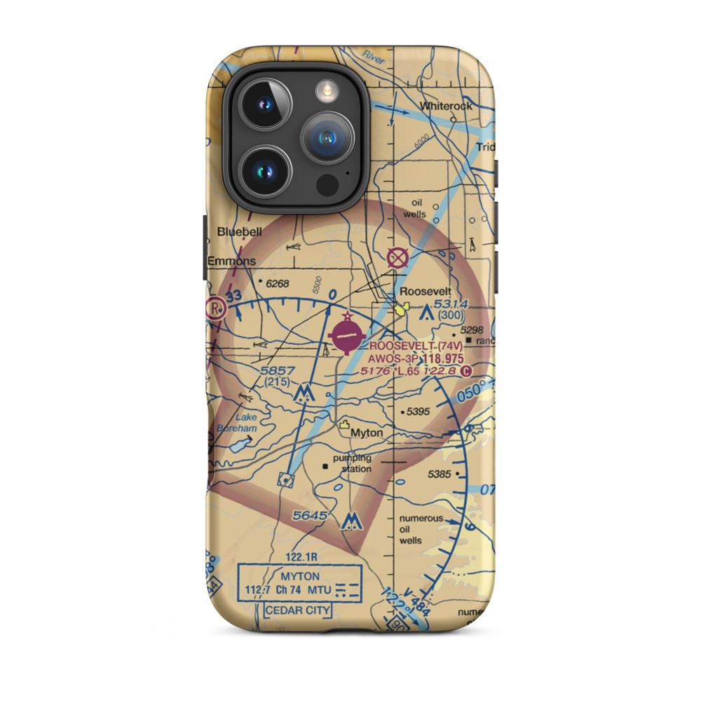Roosevelt Municipal Airport (74V) VFR Sectional  Tough iPhone Case iPhone 16 Pro Max model shown