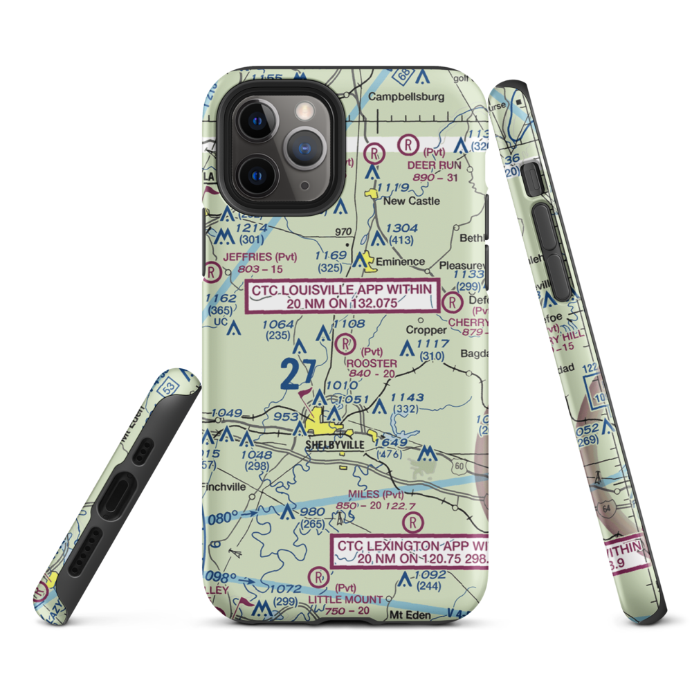 Rooster Field (40KY) VFR Sectional  Tough iPhone Case iPhone 11 Pro model shown