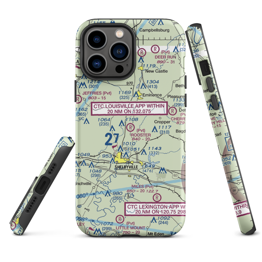 Rooster Field (40KY) VFR Sectional  Tough iPhone Case iPhone 13 Pro Max model shown