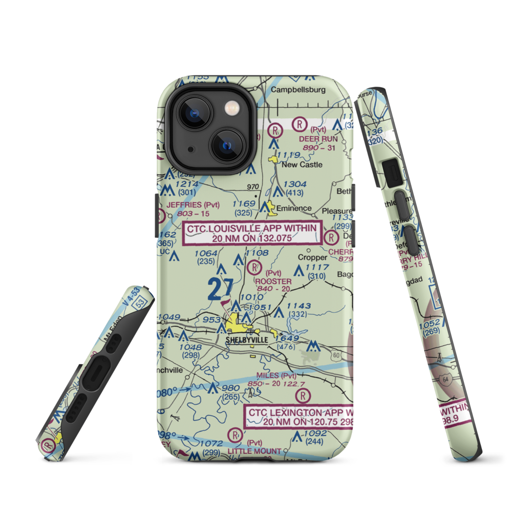 Rooster Field (40KY) VFR Sectional  Tough iPhone Case iPhone 14 model shown