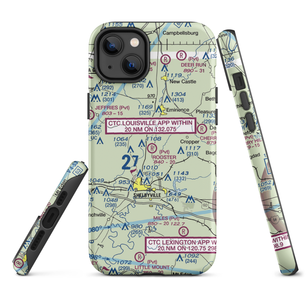 Rooster Field (40KY) VFR Sectional  Tough iPhone Case iPhone 14 Plus model shown