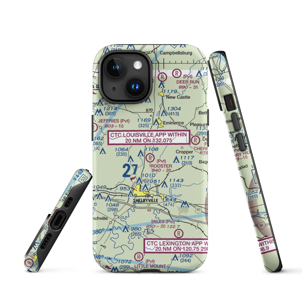 Rooster Field (40KY) VFR Sectional  Tough iPhone Case iPhone 15 model shown