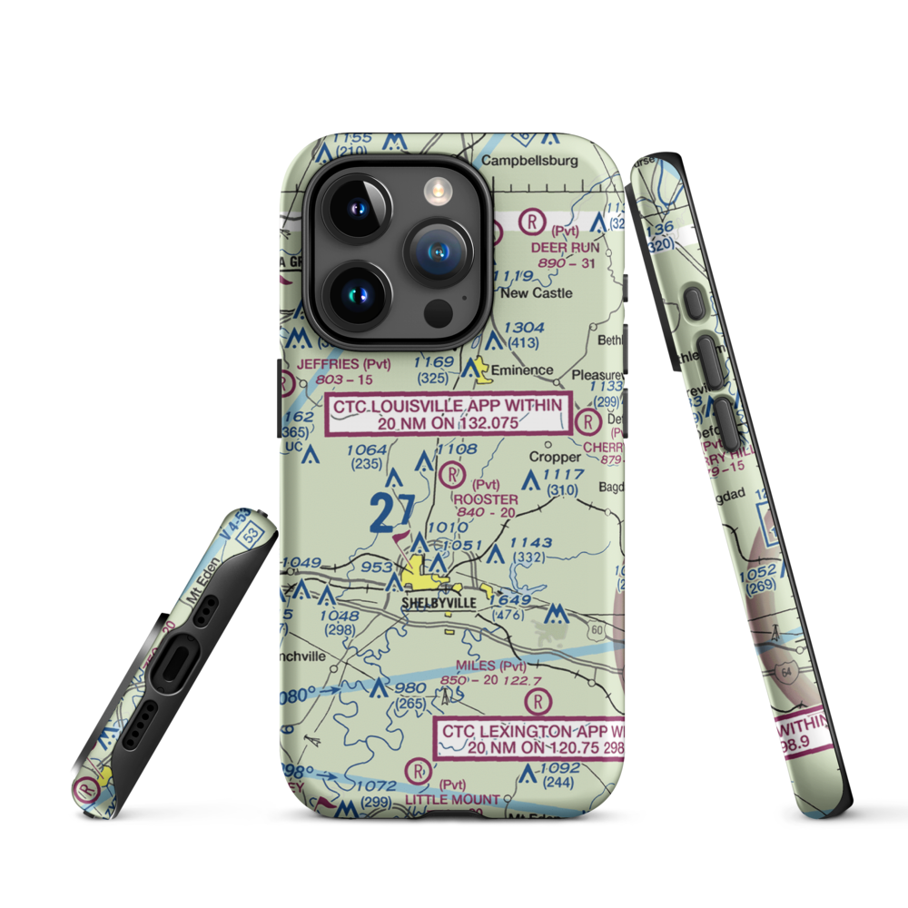 Rooster Field (40KY) VFR Sectional  Tough iPhone Case iPhone 15 Pro model shown