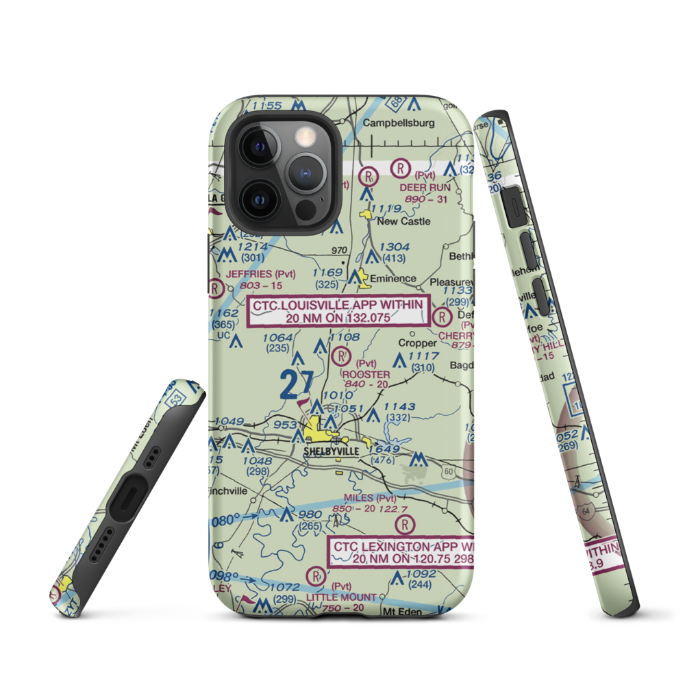 Rooster Field (40KY) VFR Sectional  Tough iPhone Case iPhone 12 Pro model shown