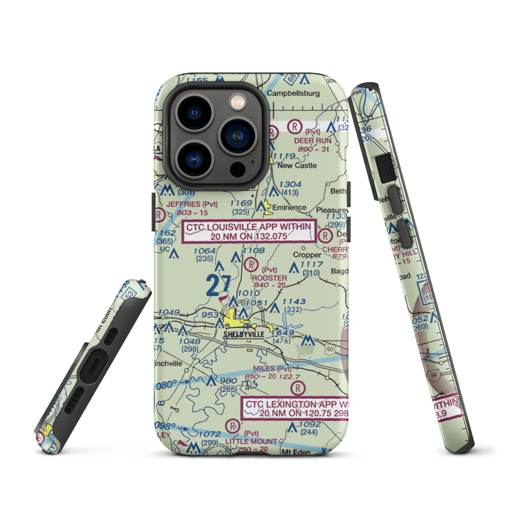 Rooster Field (40KY) VFR Sectional  Tough iPhone Case iPhone 13 Pro model shown