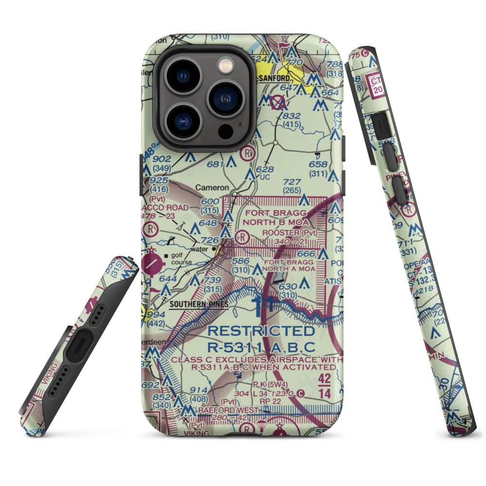 Rooster Field (84NC) VFR Sectional  Tough iPhone Case iPhone 14 Pro Max model shown