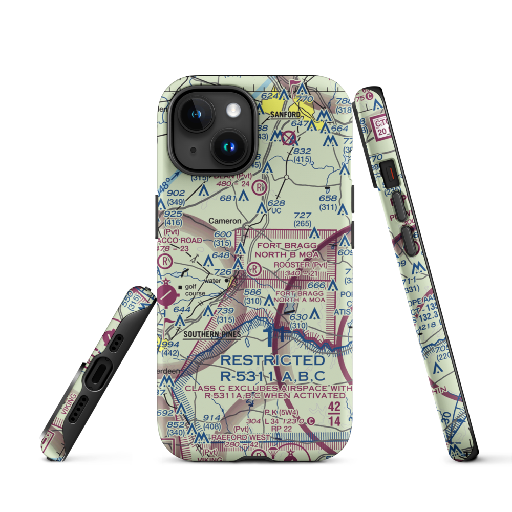 Rooster Field (84NC) VFR Sectional  Tough iPhone Case iPhone 15 model shown