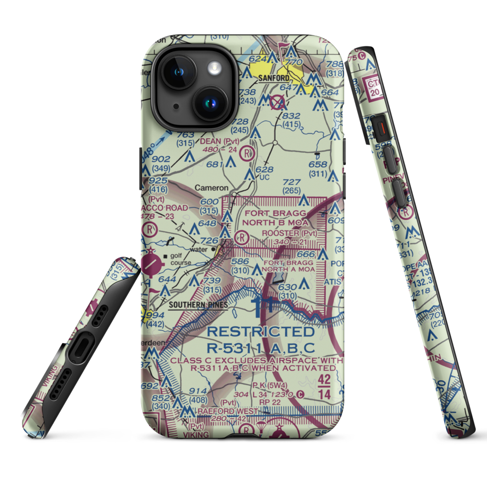 Rooster Field (84NC) VFR Sectional  Tough iPhone Case iPhone 15 Plus model shown