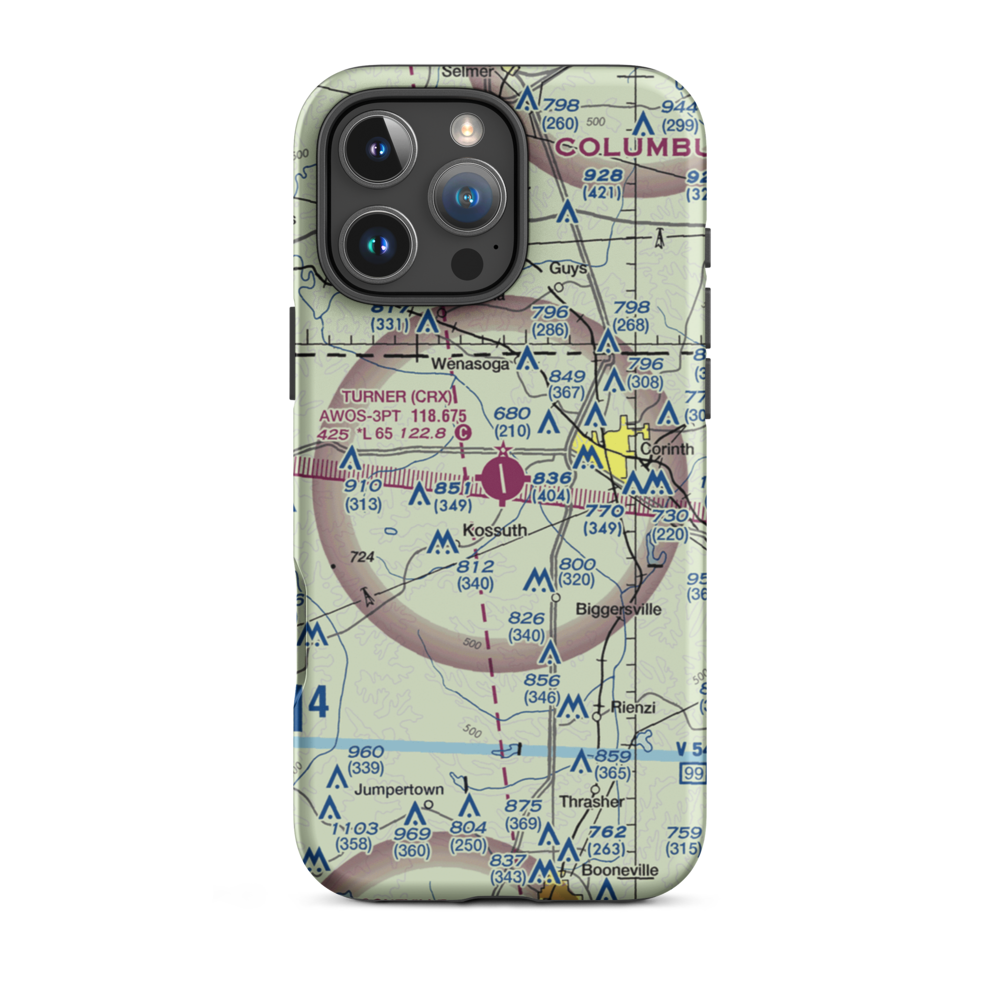 Roscoe Turner Airport (CRX) VFR Sectional  Tough iPhone Case iPhone 16 Pro Max model shown