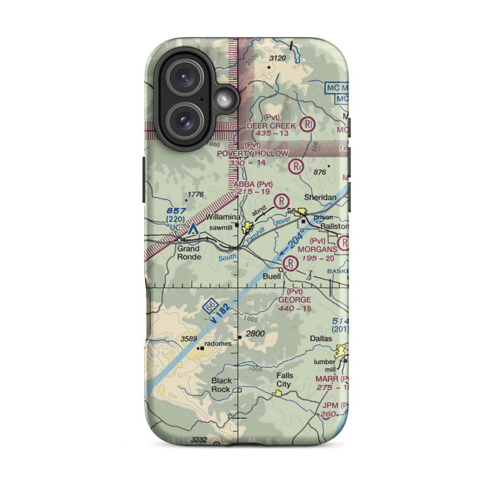 Roscoes Airport (OG26) VFR Sectional  Tough iPhone Case iPhone 16 Plus model shown