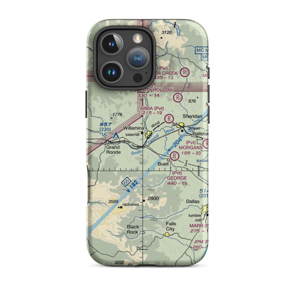 Roscoes Airport (OG26) VFR Sectional  Tough iPhone Case iPhone 16 Pro Max model shown