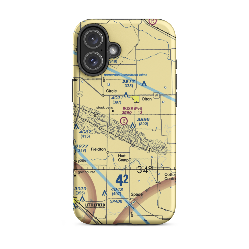 Rose Ranch Airport (XS06) VFR Sectional  Tough iPhone Case iPhone 16 Plus model shown