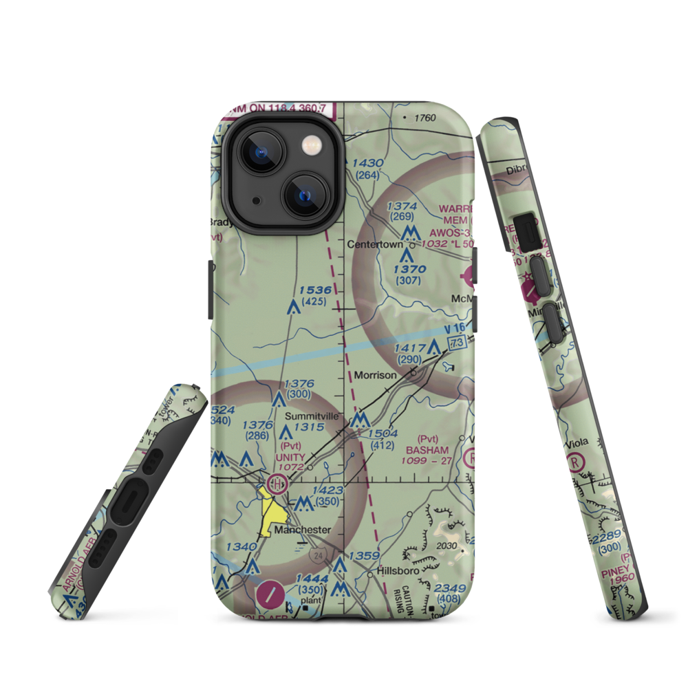 Roseanne Airport (43TN) VFR Sectional  Tough iPhone Case iPhone 14 model shown