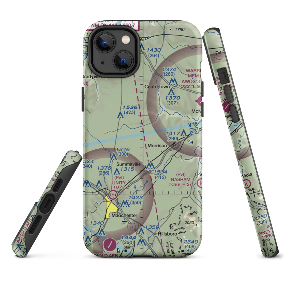 Roseanne Airport (43TN) VFR Sectional  Tough iPhone Case iPhone 14 Plus model shown
