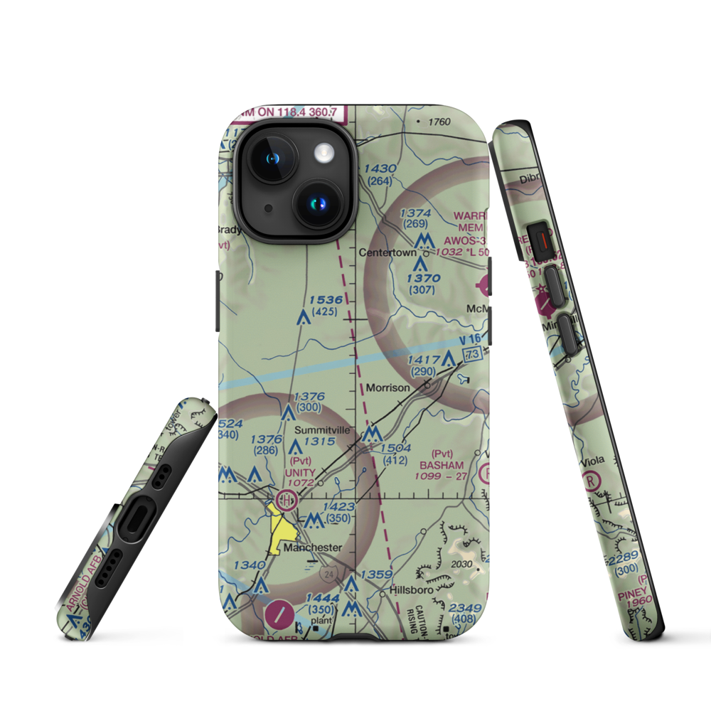Roseanne Airport (43TN) VFR Sectional  Tough iPhone Case iPhone 15 model shown