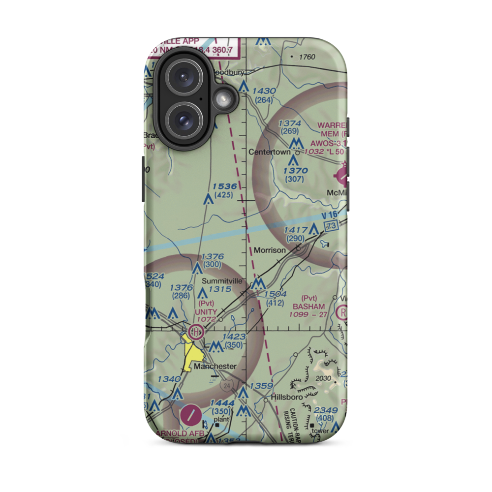 Roseanne Airport (43TN) VFR Sectional  Tough iPhone Case iPhone 16 Plus model shown