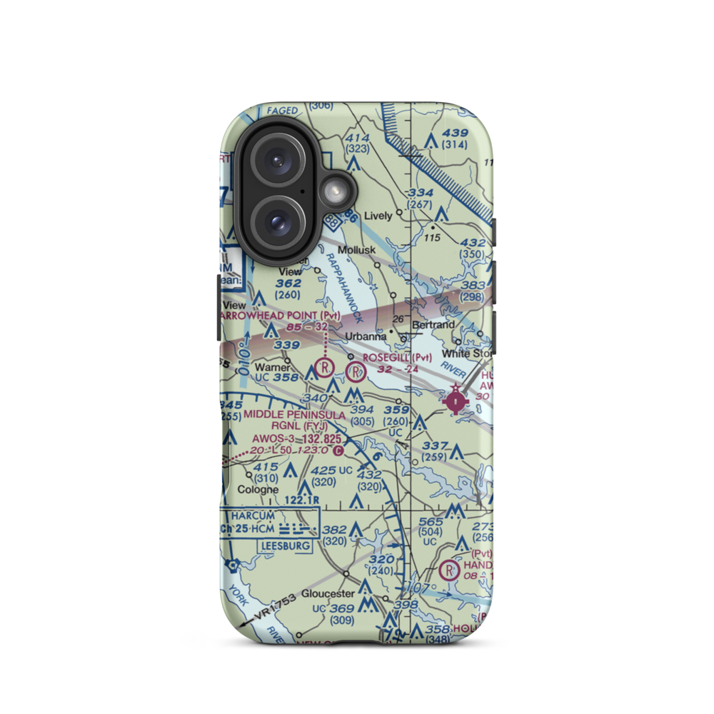 Rosegill Farm Airstrip (2VA5) VFR Sectional  Tough iPhone Case iPhone 16 model shown