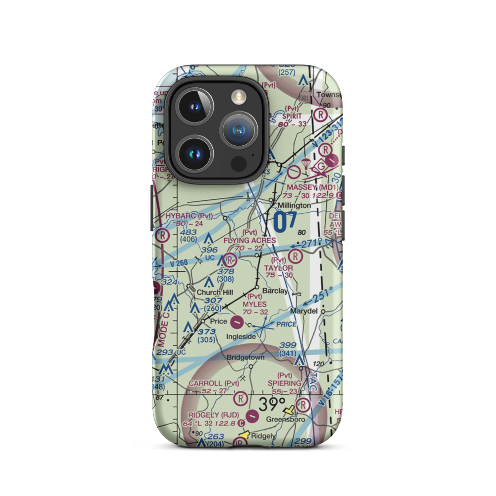Roseland Airport (32MD) VFR Sectional  Tough iPhone Case iPhone 16 Pro model shown