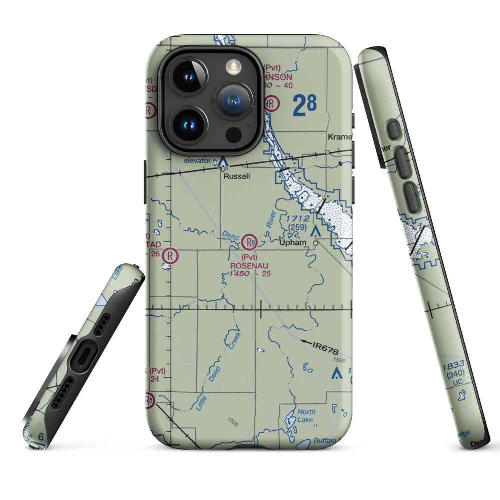 Rosenau Airport (21ND) VFR Sectional  Tough iPhone Case iPhone 15 Pro Max model shown