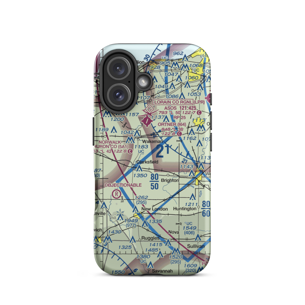 Ross Airport (26OH) VFR Sectional  Tough iPhone Case iPhone 16 model shown