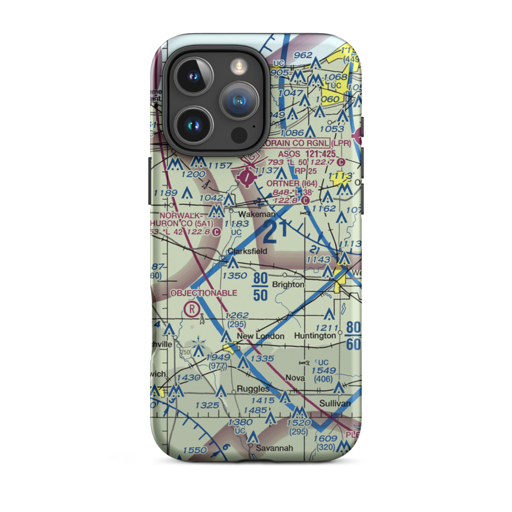 Ross Airport (26OH) VFR Sectional  Tough iPhone Case iPhone 16 Pro Max model shown