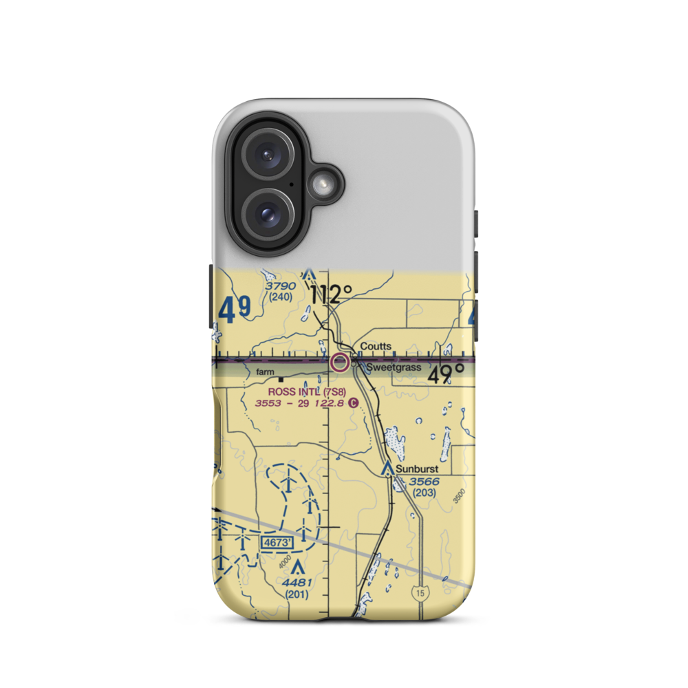 Ross International Airport (7S8) VFR Sectional  Tough iPhone Case iPhone 16 model shown
