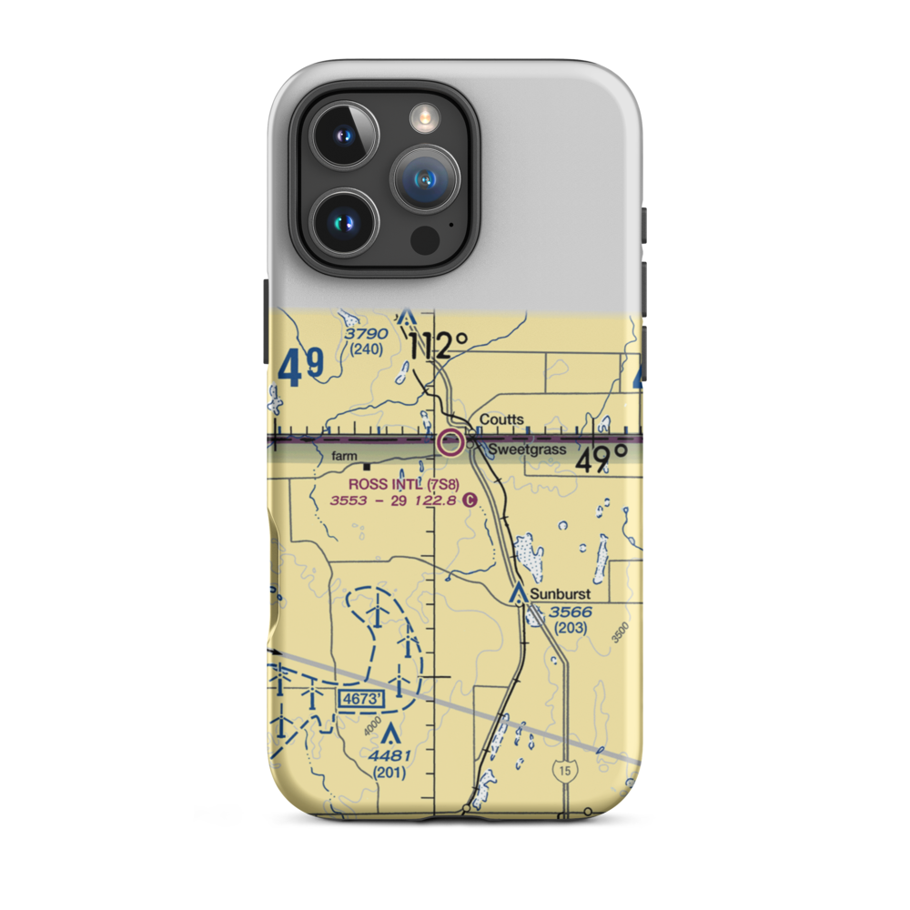 Ross International Airport (7S8) VFR Sectional  Tough iPhone Case iPhone 16 Pro Max model shown