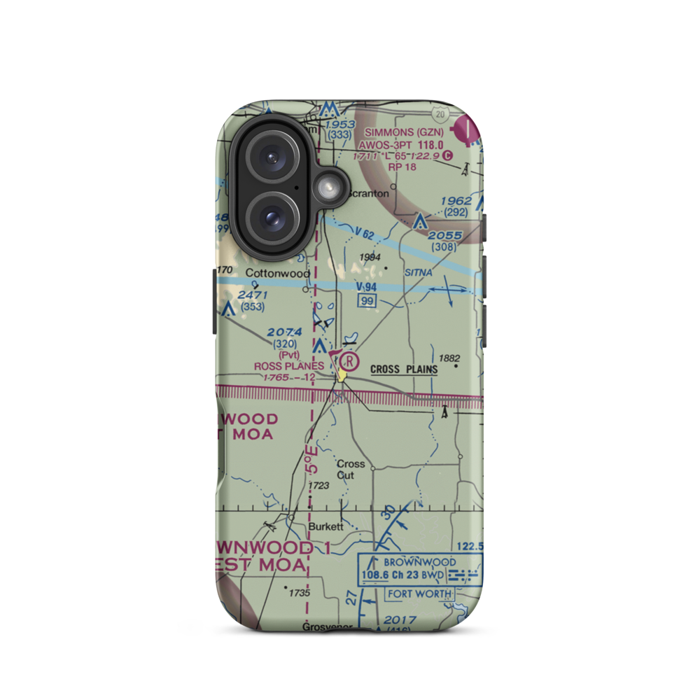 Ross Planes Airport (TX11) VFR Sectional  Tough iPhone Case iPhone 16 model shown