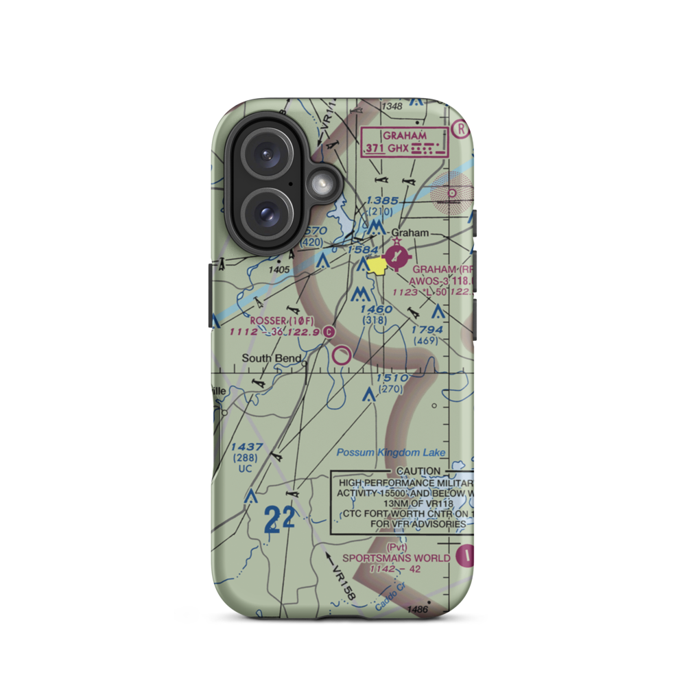 Rosser Ranch Airport (10F) VFR Sectional  Tough iPhone Case iPhone 16 model shown