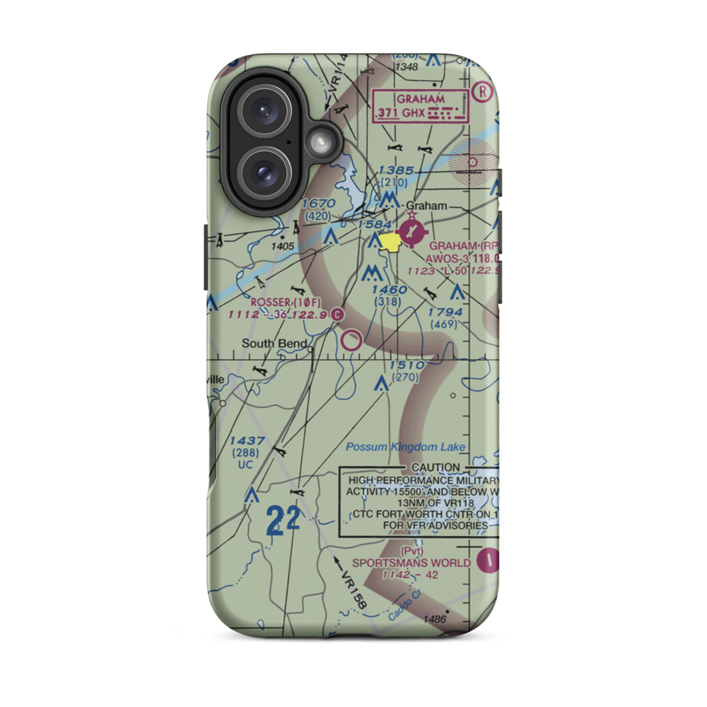 Rosser Ranch Airport (10F) VFR Sectional  Tough iPhone Case iPhone 16 Plus model shown