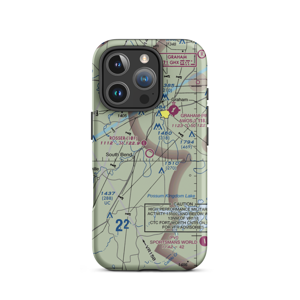 Rosser Ranch Airport (10F) VFR Sectional  Tough iPhone Case iPhone 16 Pro model shown